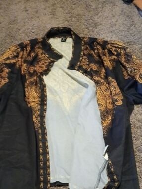 SHEIN Black Bomber Jacket with Gold Paisley Print